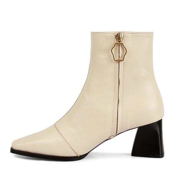 Rachel cox beige leather block heel ankle boots with gold zipper 230 size 6 - Picture 4 of 10